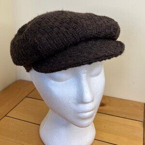 Lauren Conrad for Mark Newsboy Flat Cap Brown Basketweave Cabbie Hat Vintage Y2K